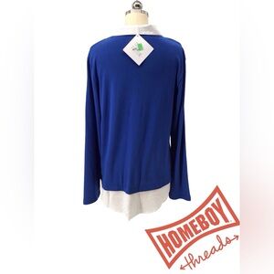 #15 LIVE Miss fortune Blue and White Long Sleeve Shirt Size large